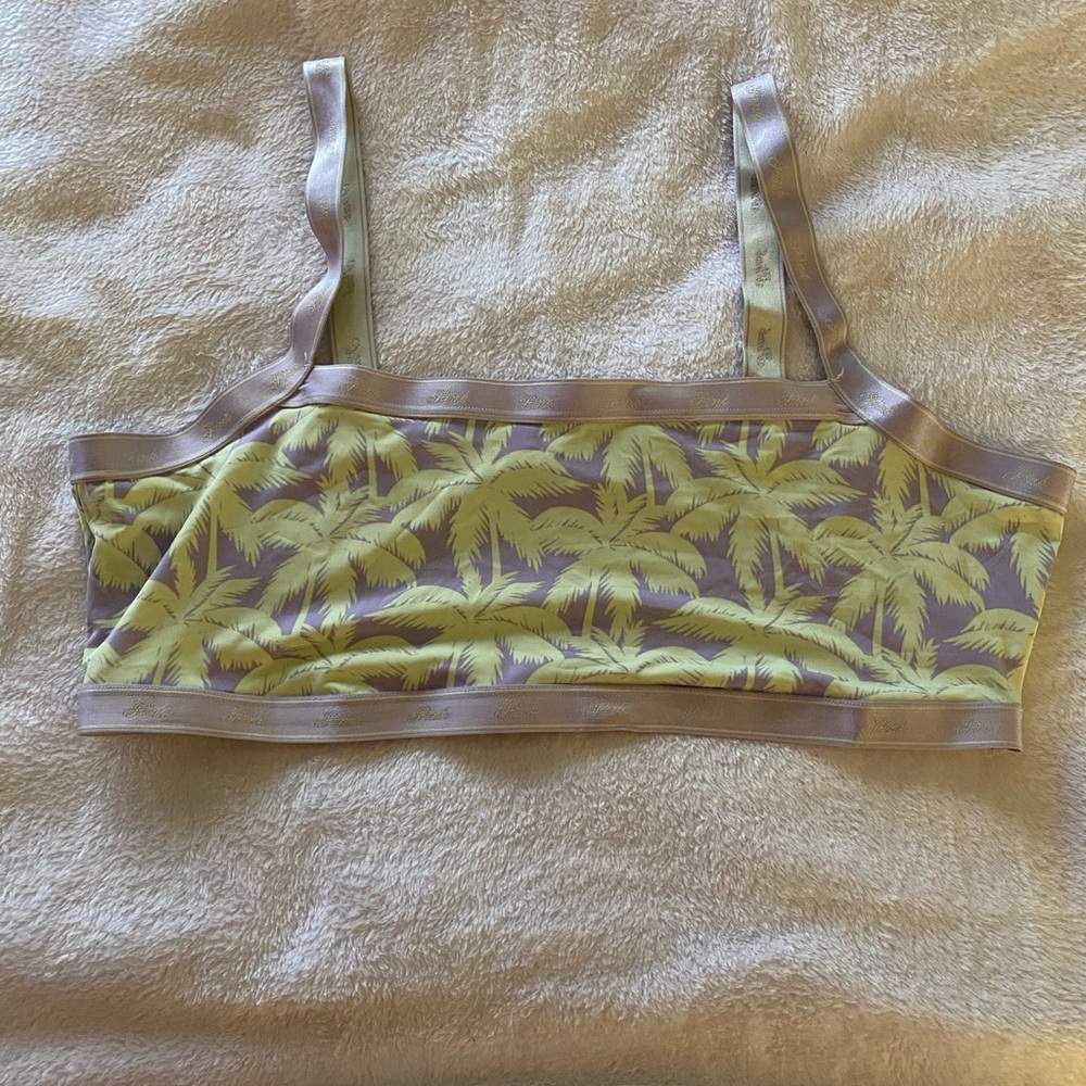 Yellow Palm Print Crop Top